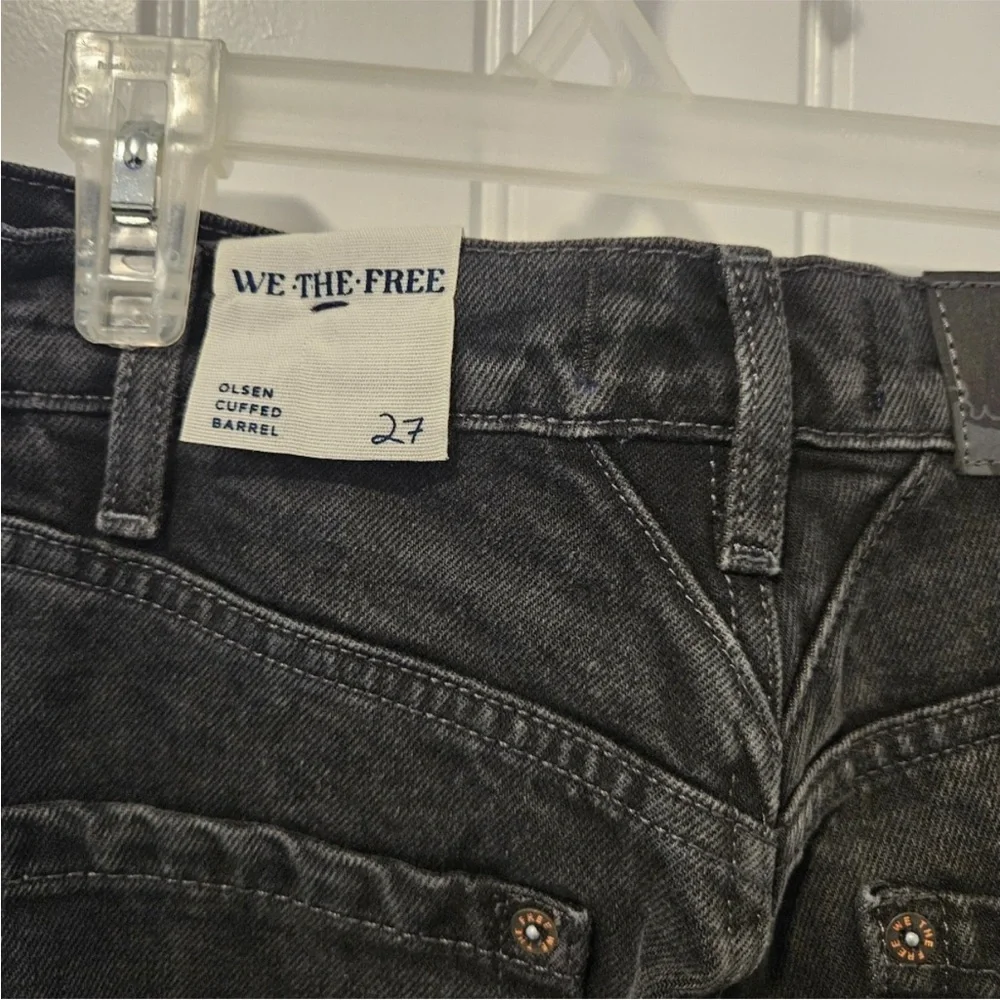 Free People Olsen Black Cuffed Barrel Jeans Sizes NWT SIZE 27 - Picture 7 of 8
